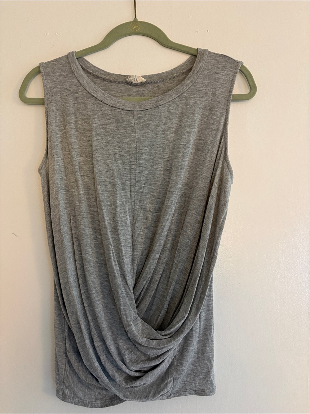 BiBi Gray Draped Sleeveless Tank Top